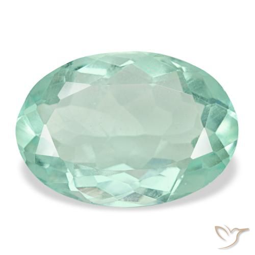 Fluorita turquesa natural de 8,57 ct, corte óvalo, VVS-VS