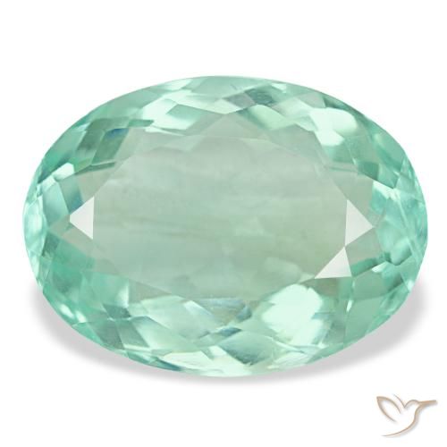 Fluorita turquesa natural de 14,55 ct, corte óvalo, VVS-VS