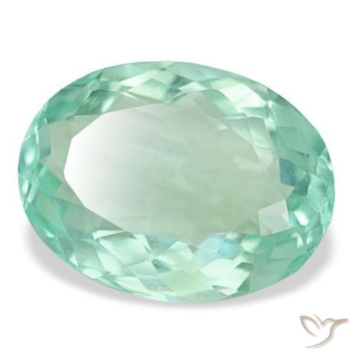 Fluorita turquesa natural de 14,55 ct, corte óvalo, VVS-VS