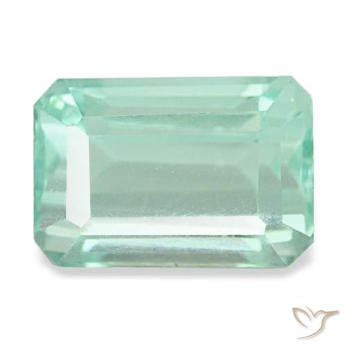 Fluorita turquesa de 9,24 ct, corte esmeralda, VVS-VS