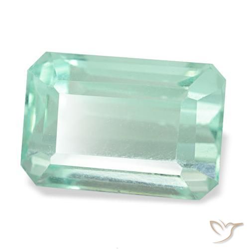 Fluorita turquesa natural de 9,24 ct, corte esmeralda, VVS-VS