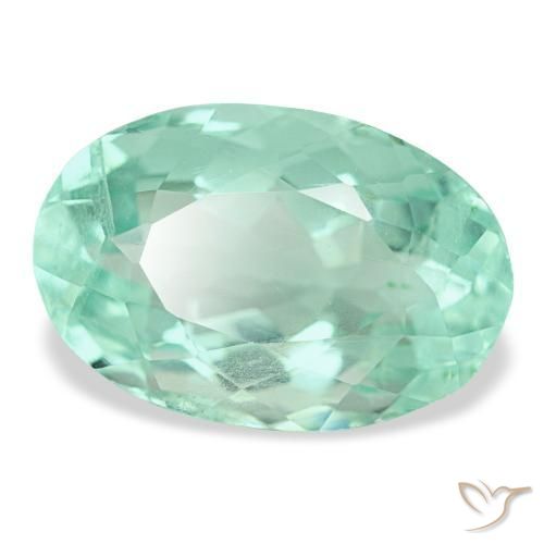 Fluorita turquesa natural de 9,72 ct, corte óvalo, VVS-VS