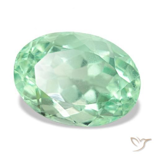 Fluorita verde natural de 4,87 ct, corte óvalo, VS
