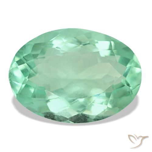 Fluorita verde natural de 12,36 ct, corte óvalo, VS