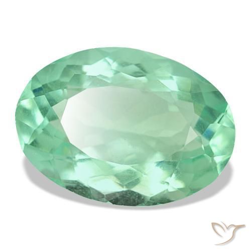 Fluorita verde natural de 12,36 ct, corte óvalo, VS