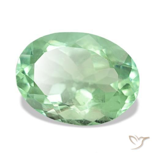 Fluorita verde natural de 6,46 ct, corte óvalo, VS