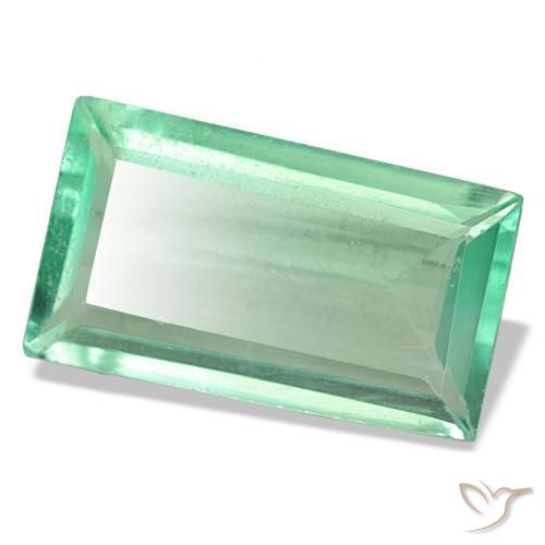 Fluorita verde natural de 7,49 ct, baguette, VS