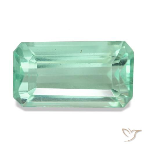 Fluorita verde de 10,06 ct, corte esmeralda, VVS-VS