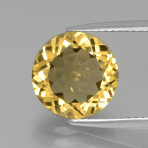 Berilo dorado amarillo natural de 3,42 ct, corte redondo, VVS-VS