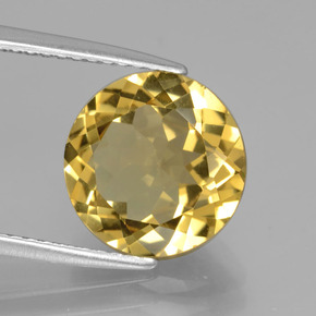 Berilo dorado amarillo natural de 3,42 ct, corte redondo, VVS-VS