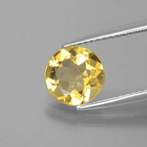 Berilo dorado amarillo natural de 1,49 ct, corte redondo, VVS-VS