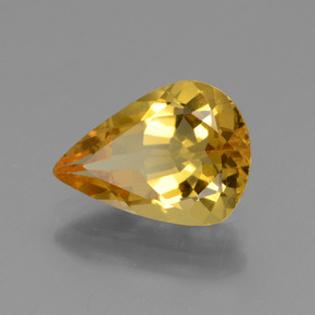 Berilo dorado oro natural de 2,30 ct, en forma de pera, VVS