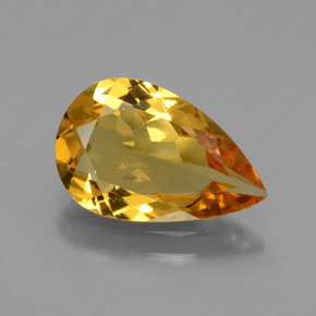 Berilo dorado oro natural de 2,07 ct, en forma de pera, VVS-VS