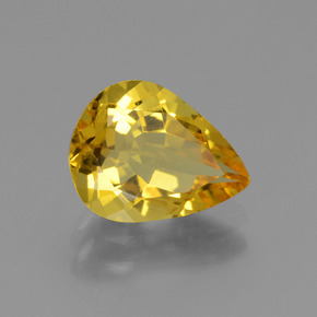 Berilo dorado oro natural de 1,97 ct, en forma de pera, VVS