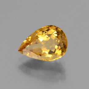 Berilo dorado oro natural de 1,85 ct, en forma de pera, VVS