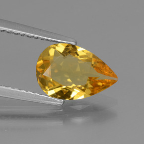 Berilo dorado oro natural de 1,22 ct, en forma de pera, VVS-VS