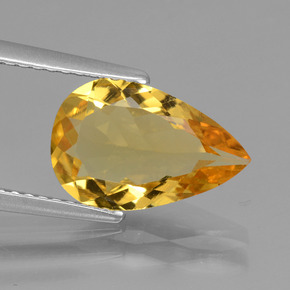 Berilo dorado amarillo natural de 1,94 ct, en forma de pera, VVS-VS