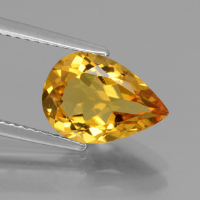 Berilo dorado oro natural de 2,33 ct, en forma de pera, VVS-VS