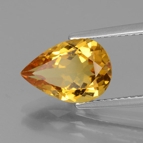 Berilo dorado oro natural de 2,33 ct, en forma de pera, VVS-VS