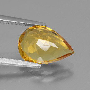 Berilo dorado oro natural de 2,33 ct, en forma de pera, VVS-VS