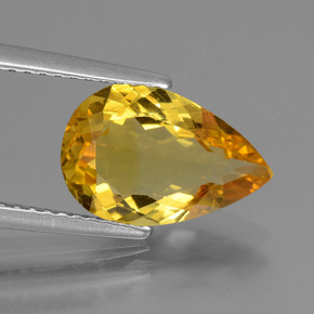 Berilo dorado oro natural de 2,05 ct, en forma de pera, VVS-VS