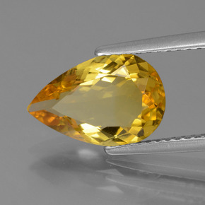 Berilo dorado oro natural de 2,05 ct, en forma de pera, VVS-VS