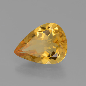 Berilo dorado oro natural de 1,63 ct, en forma de pera, VVS