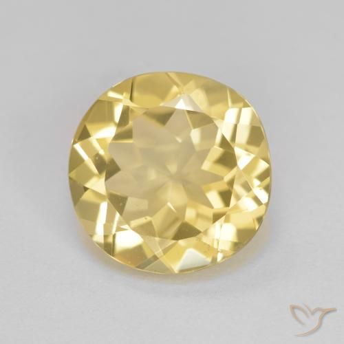 Berilo Dorado Amarillo cálido natural de 3.11 ct, Corte Redondo, VVS-VS