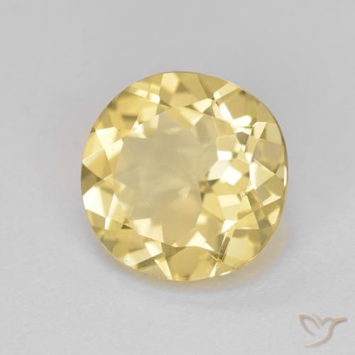 Berilo Dorado Amarillo cálido natural de 3.11 ct, Corte Redondo, VVS-VS