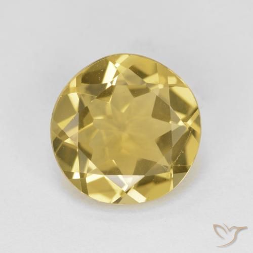Berilo dorado amarillo natural de 3,10 ct, corte redondo, VVS-VS