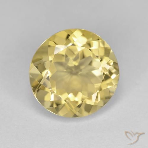 Berilo dorado amarillo natural de 3,54 ct, corte redondo, VS