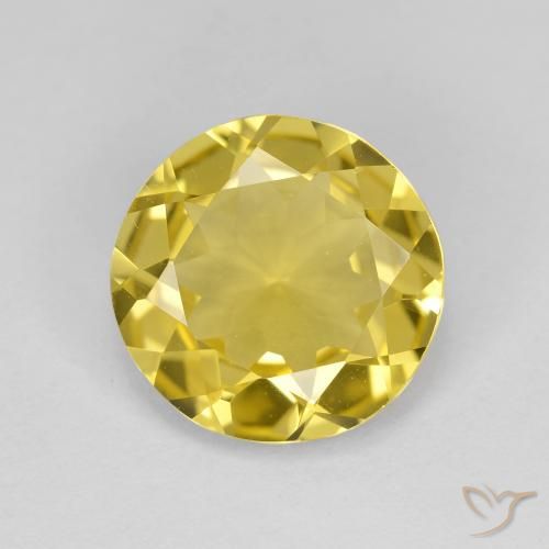 Berilo Dorado Amarillo medio natural de 2.95 ct, Corte Redondo, VVS