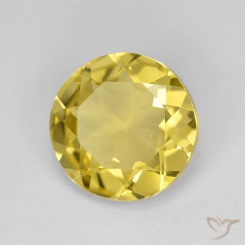Berilo Dorado Amarillo medio natural de 2.95 ct, Corte Redondo, VVS