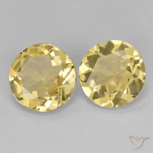 Gemas de Berilo dorado Amarillo claro natural de 2.96 ct, Redondo, VVS-VS