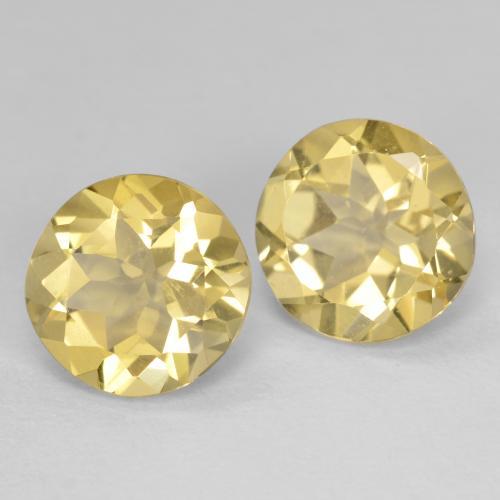 Gemas de berilo dorado amarillo natural de 3,35 ct, corte redondo, VVS