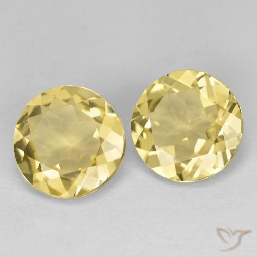 Gemas de Berilo dorado Amarillo claro natural de 3.15 ct, Redondo, VVS-VS