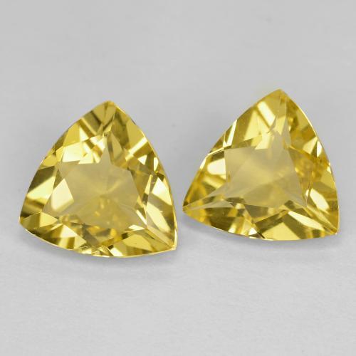 Gemas de berilo dorado amarillo natural de 2,55 ct, trillón, VVS-VS