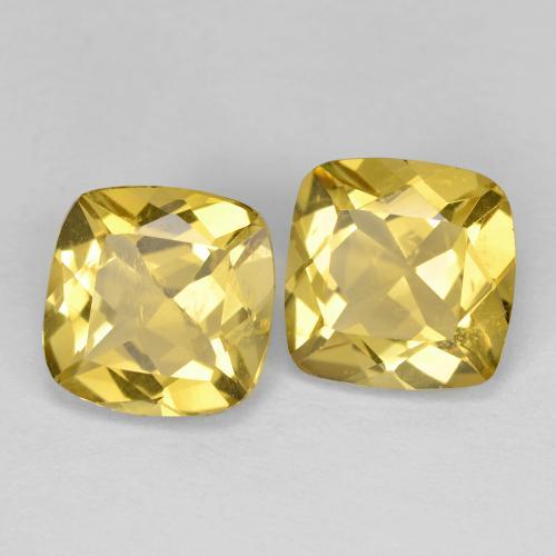Gemas de Berilo Dorado Amarillo miel natural de 3.48 ct, Corte Cojín, VS