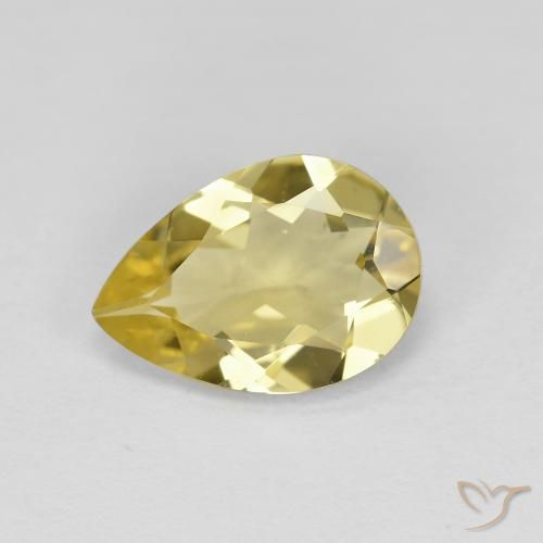 Berilo Dorado Amarillo claro natural de 1.46 ct, En forma de pera, VVS-VS