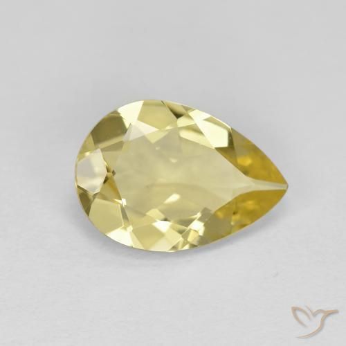 Berilo Dorado Amarillo claro natural de 1.46 ct, En forma de pera, VVS-VS