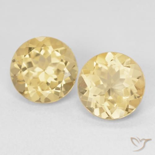 Gemas de berilo dorado amarillo natural de 5,20 ct, corte redondo, VS