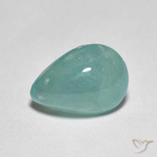 Grandidierita Azul verde medio natural de 2.86 ct, En forma de pera, Translúcido