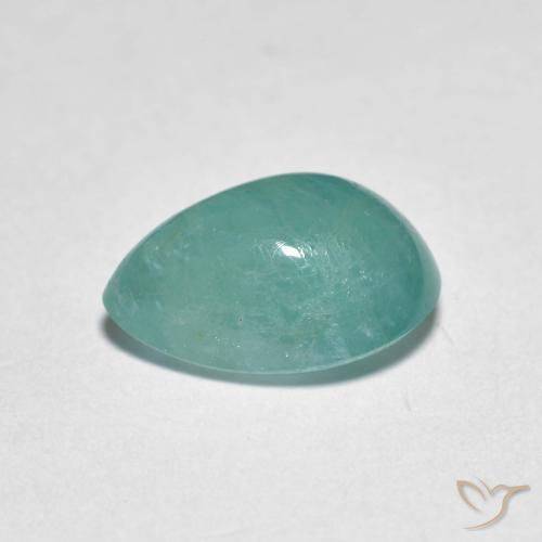 Grandidierita Azul verde medio natural de 2.86 ct, En forma de pera, Translúcido