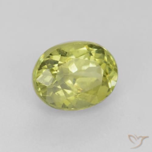 Granate grosularita Amarillo verdoso claro natural de 0.66 ct, Ovalada, VS