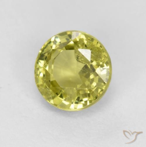 Granate grosularita Amarillo verdoso natural de 0.54 ct, Redondo, VS-SI