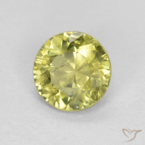 Granate grosularita Amarillo verdoso claro natural de 0.48 ct, Redondo, VS-SI