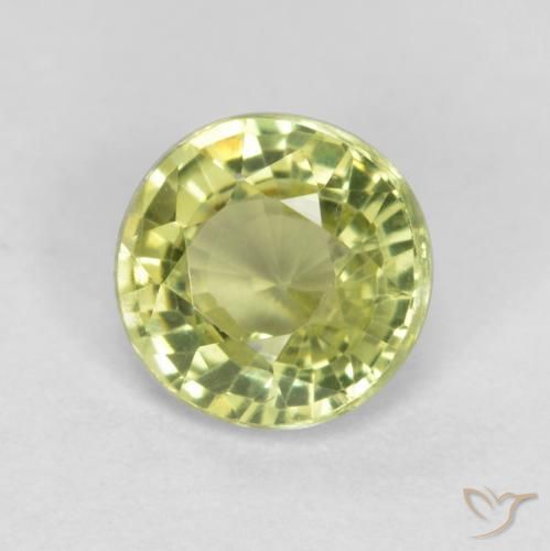 Granate grosularita Verde amarillo natural de 0.51 ct, Redondo, VS