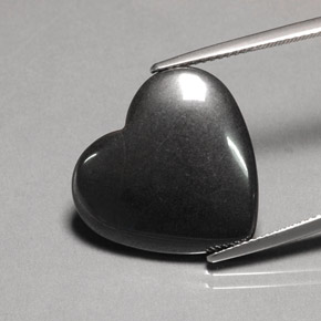 Hematita gris natural de 22,95 ct, forma de corazón, opaco