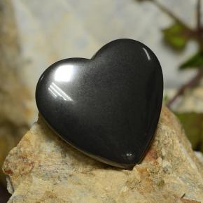 Hematita gris natural de 23,71 ct, forma de corazón, opaco