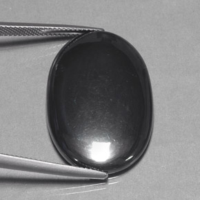 Hematita gris natural de 31,89 ct, corte óvalo, opaco